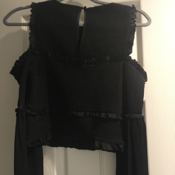 Cinq a Sept black smocked long sleeve top - Picture 4 of 4